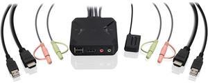 IOGEAR 2-Port 4K KVM Switch with HDMI USB and Audio Connections