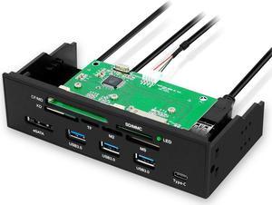 5.25 inch PC Computer Front panel All-in-1 Multifunction USB 2.0 card reader with 3 ports USB3.0,Type-C, eSATA ,Support MD,SD/MMC,XD,TF,M2,MS,64G CF card (STW-3125)
