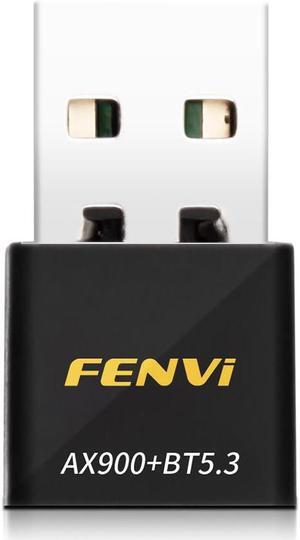 FENVI Wireless USB WiFi 6 Adapter AX900 Bluetooth 5.3 USB Dongle, 802.11ax Dual Band 5G/2.4Ghz 900Mbps Wi-Fi6 Receiver Network Adapter , Free Driver Support Windows 10 32/64bit,Windows 11(64bit)