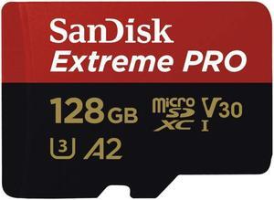 SanDisk 128GB Extreme Pro microSDXC V30 A2 UHS-I/U3 CL10 TF Memory Card with Adapter, Speed Up to 170MB/s 90W SDSQXCY-128G