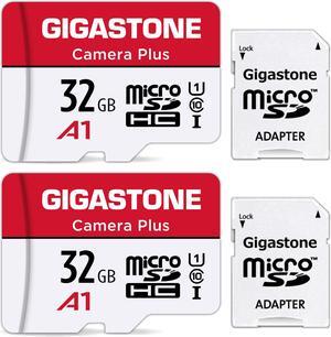 [Gigastone] Micro SD Card 32GB 2-Pack, Camera Plus, MicroSDHC Memory Card for Video Camera, Wyze Cam, Security Camera, Roku, Full HD Video Recording, UHS-I U1 A1 Class 10, up to 90MB/s, with Adapter