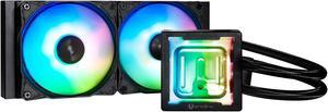 BitFenix Cube AIO ARGB CPU Liquid Cooler 240mm Radiator Black, Intel LGA1700/AMD AM5 Ready, Innovative Pump with Lift of 1.8 M/high Efficiency 5500RPM/ Silent 15DB, High Quality Made in Taiwan