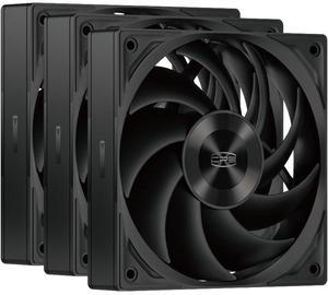 PCCOOLER CPS F5 R120 BK 3IN1 High-Performance 120mm Case Fans, 4-Pin PWM Silent PC Fans w/ 3 Modes up to 2200RPM, Daisy Chain Computer Fans with FDB, Vibration-Damping Mounting Pads, Black - 3in1 Pack