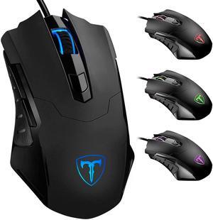 TROPRO Gaming Mouse Wired Breathing Light Ergonomic Game USB Computer Mice Multicolor Gamer Desktop Laptop PC Gaming Mouse, 6 Buttons for Windows 7/8/10/XP Vista Linux, Black