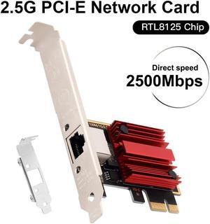 DERAPID 2.5Gbps PCI Express Network Adapter RJ45 to PCIE Card RTL8125 NIC 2.5G Gigabit LAN Gaming Network Card PCI-E x1 RJ45 NIC for Desktop