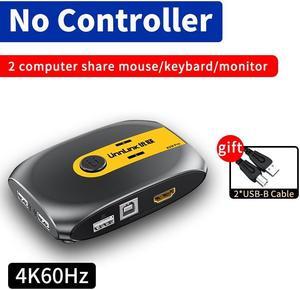 Hdmi KVM Switch 4K60Hz Video Switcher with Extender 2 laptop Share 1 Monitor 4 USB 2.0 1.1 for Mouse Keyboard Printer(No controller)
