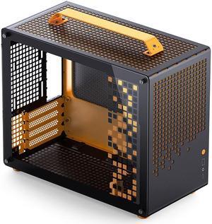 JONSPLUS Z20 ORANG/BLACK Micro-ATX Computer Case,with Detachable Carrying handle , Mini Size, High-performance Hardware Compatible, Support 240AIO, H160mm Cooler, Orange/Black