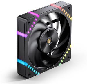 JONSBO HF2-120B 120 mm High Performance PC Fan, 12cm Regular Case Fan FDB Bearing, ARGB lighting,9 Fan Blades, 5-year Warranty, Black