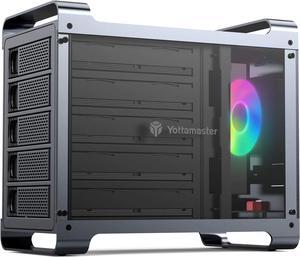 Yottamaster 5 Bay RAID External Hard Drive Enclosure 2.5"&3.5" SATA HDD/SSD Enclosure with 80mm RGB Silent Fan,Supports 90TB Max and RAID 0/1/3/5/10/Span/Clone/Normal RAID Modes
