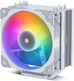 Vetroo V5 White CPU Air Cooler w/ w/Addressable RGB Lights Sync 5 Heat Pipes 120mm FDB PWM Processor 200W TDP Cooler for Intel LGA 1851/1700/1200/115X AMD AM5/AM4