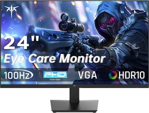 KTC 24 Inch 1080P Full HD Computer Monitor, 100Hz Gaming Office Monitor with HDR10, Freesync, HDMI & VGA Ports, VESA Wall Mountable,Tilt Adjustable,Eye Care,Frameless Ergonomic Design, H24V27