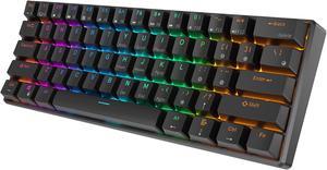RK ROYAL KLUDGE RK61 Tri-mode BT5.0/2.4G/USB Mechanical Keyboard 60% 61 Keys RGB Hot-swappable Bluetooth Wireless Gamer Keyboard Red Switch Black