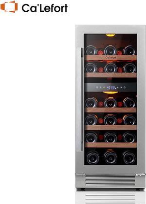 Ca'Lefort 28 Bottle Wine Cooler - 15 Inch Wine Refrigerator with Glass Door and 3 LED Lights, Dual Zone Design, Perfect for Built-in or Freestanding Use in Home/Bar/Kitchen (3.0 cu.ft)