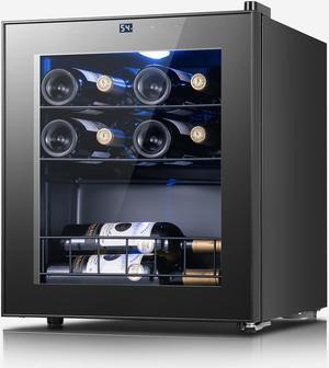 Yeego 12-Bottle Wine Cooler (1.6 cu.ft)  Freestanding Refrigerator with Digital Control, UV-Resistant Glass Door & Quiet Cooling for Home, Dorm, and Bar Storage