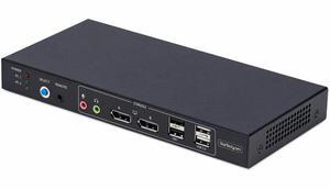 StarTech 2-Port Dual-Monitor DisplayPort KVM Switch with Dual View Video Matrix- 4K 60Hz - 4x USB Hub Ports - Hotkey Switching - DP 1.2 Matrix KVM   P2ADD121D-KVM-SWITCH